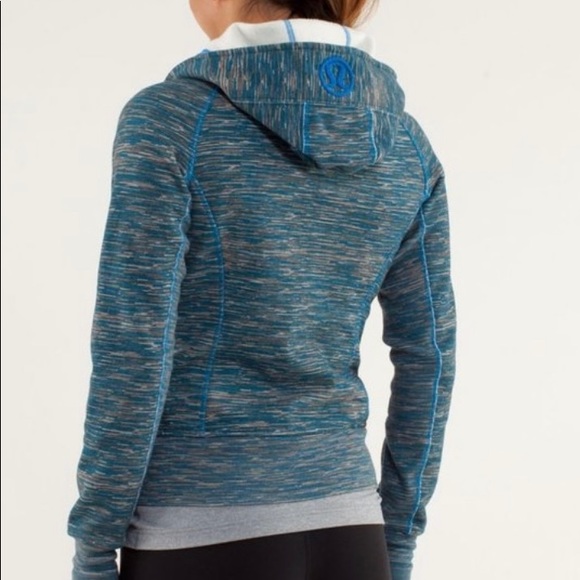 LuluLemon Size 6 Scuba Hoodie Heathered Blue Stripe - Picture 2 of 4